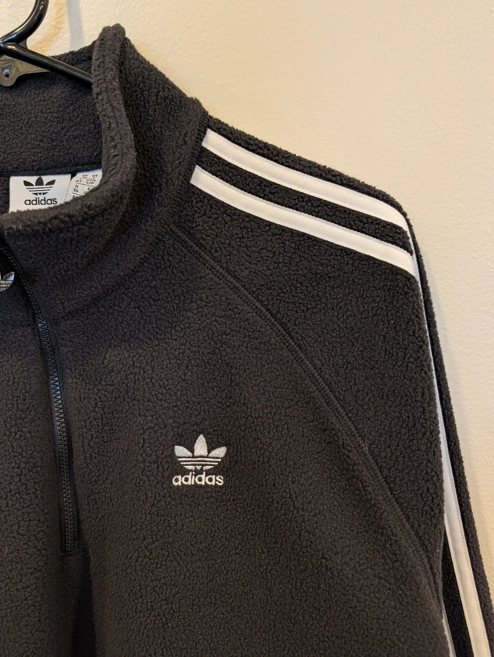 adidas Black Fleece PrimeGreen Quarter-Zip Jacket with White Stripes Size Small - Picture 4 of 6